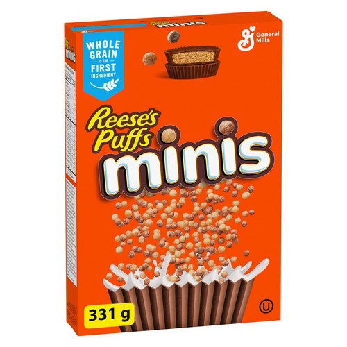 Reese's Puffs Minis Breakfast Cereal Peanut Butter Chocolate Whole Grains 331 g
