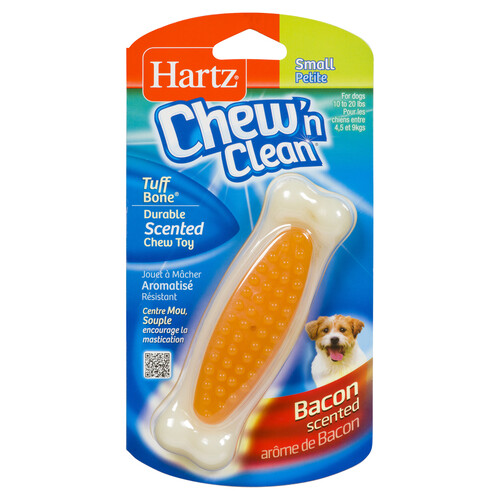 Hartz Chew 'n Clean Dog Toy Bacon Scented Bone 1 Pack