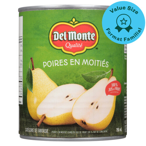 Del Monte Pear Halves In Fruit Juice From Concentrate 796 ml