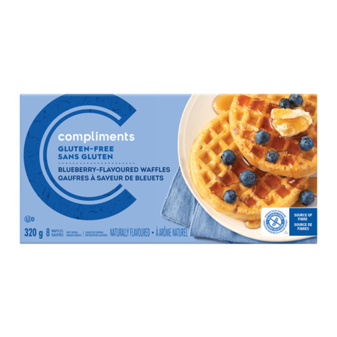 Compliments GlutenFree Waffles Blueberry 320 g (frozen) Voilà Online