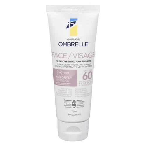 Garnier Ombrelle Sunscreen Face Ultra-Light Hydrating Cream SPF 60 75 ml