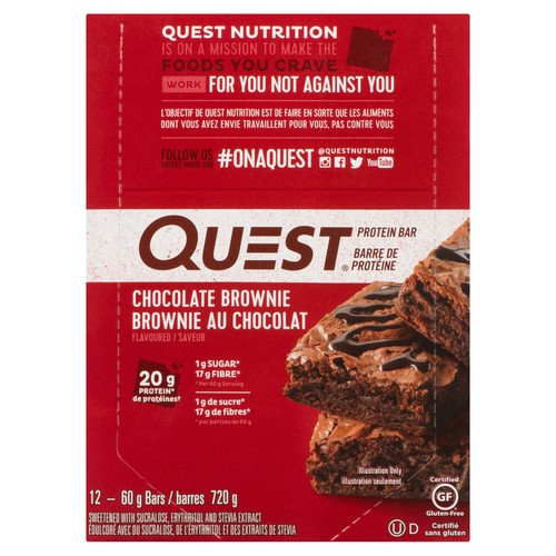 Quest Gluten-Free Protein Bar Brownie Chocolate 12 x 60 g