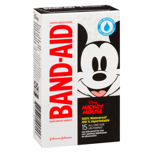 Band-Aid Disney Mickey Mouse Bandages Waterproof All One Size 15 EA