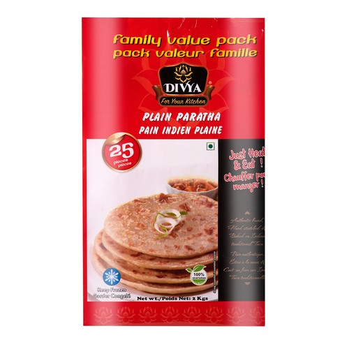 Divya Plain Frozen Unprepared Paratha Vegetables Family Pack 2 kg