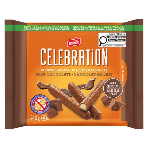 Leclerc Celebration Cookie Sticks Milk Chocolate Coated 240 g
