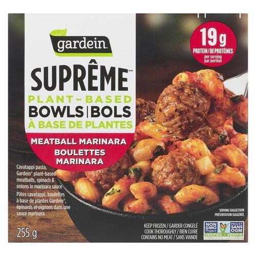 Gardein Supreme Plant Based Frozen Meal Bowls Meatball Marinara 255 g
