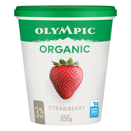 Olympic Organic 3% Yogurt Strawberry 650 g