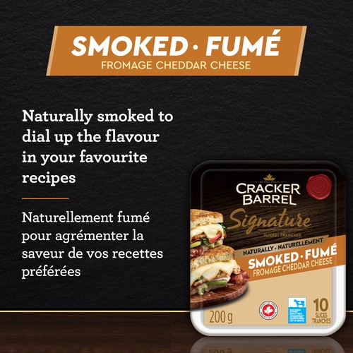 Cracker Barrel Signature Smoked Cheddar Cheese 10 Slices 200 g