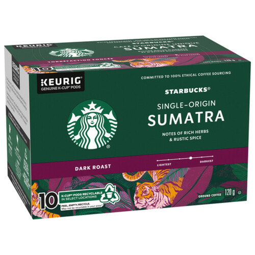 Starbucks Coffee Pods Sumatra Dark Roast Single-Origin 10 K-Cups 