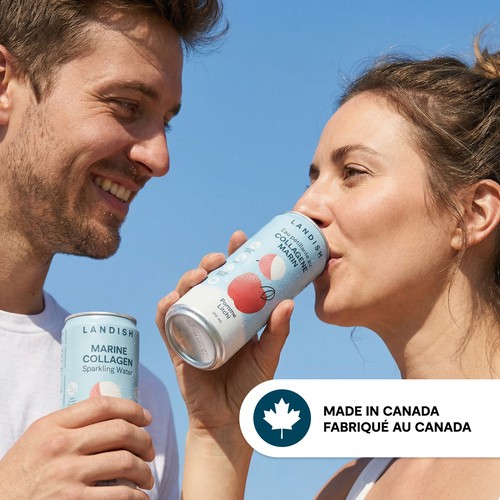 Landish Marine Collagen Sparkling Water Apple Lychee 355 ml (can)