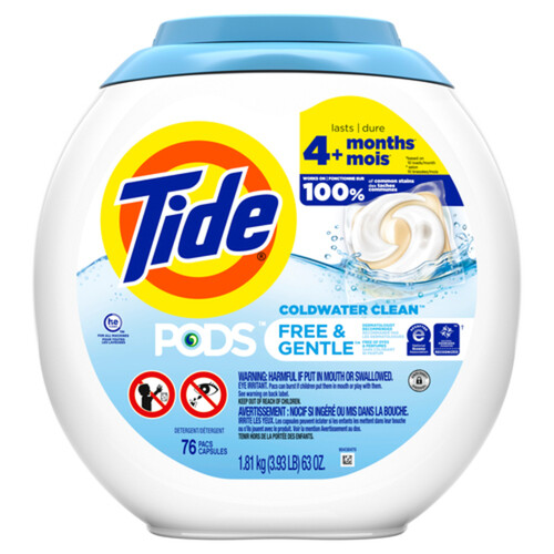 Tide Laundry Detergent Pods Free & Gentle 76 Pacs 1.81 kg