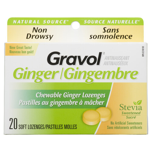 Gravol Ginger Chewable Lozenges 20 Soft Lozenges