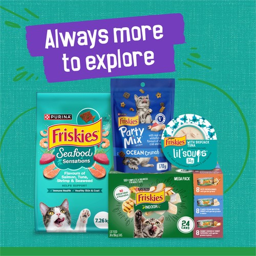 Friskies Indoor in Sauce Wet Cat Food Saucy Seafood Bake with Garden Greens 156 g