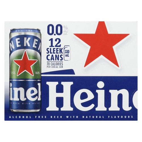 Heineken Non Alcoholic Beer Natural Flavours 12 x 330 ml (cans)