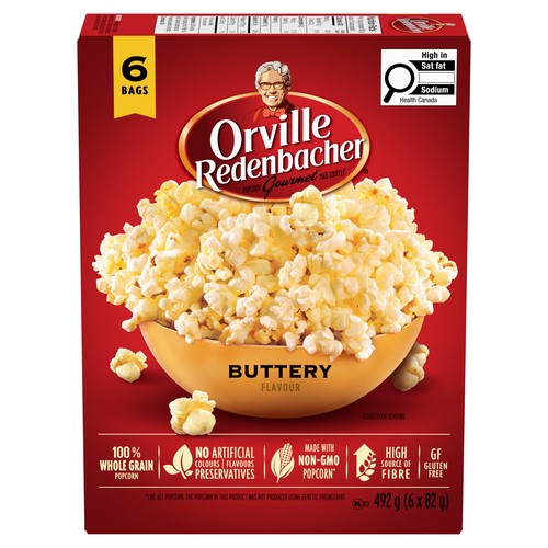 Orville Redenbacher Gluten-Free Popcorn Extra Buttery 6 x 82 g