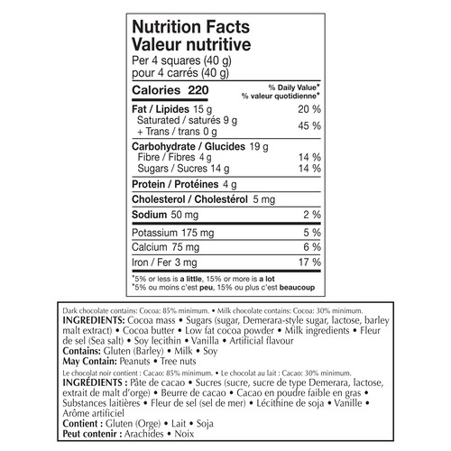Lindt Excellence Chocolate Bar Fusion 85% Sea Salt Milk 100 g
