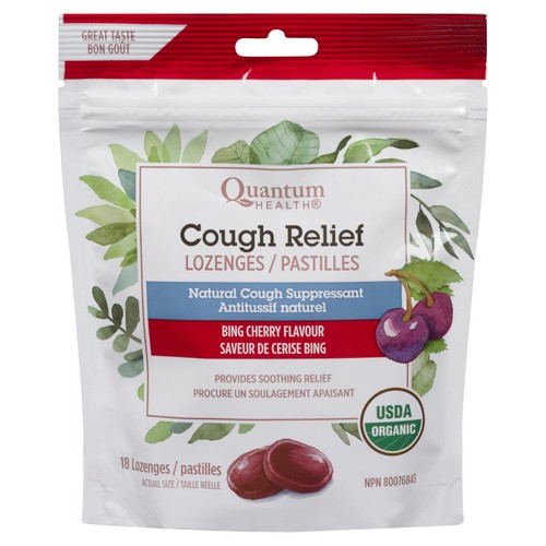 Quantum Organic Cough Relief Lozenges Bing Cherry 18 EA