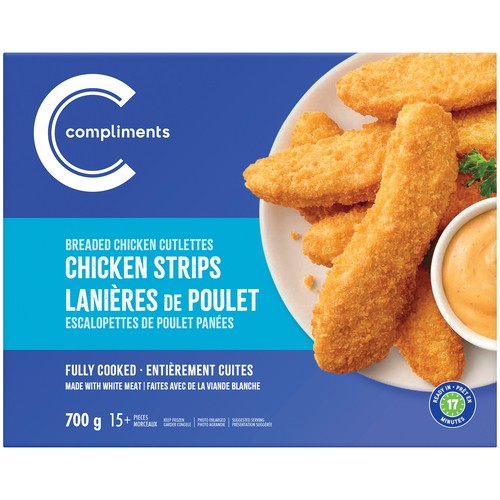 Compliments Frozen Breaded Fully Cooked Chicken Strips 700 g