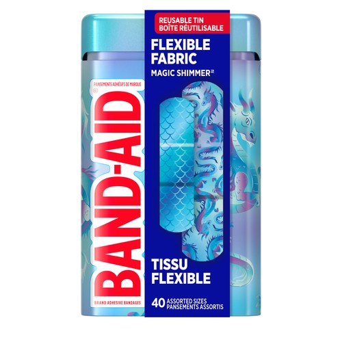 Band-Aid Bandages Tin Magic Shimmer Assorted Size 40 Count