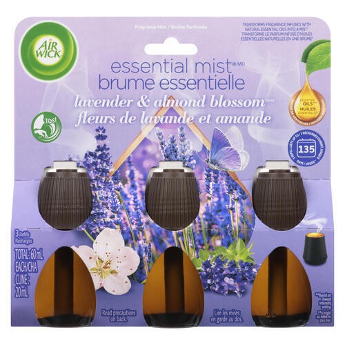 Air Wick Essential Mist Fragrance Mist Lavender & Almond Blossom 3 Refills x 20 ml (60 ml)