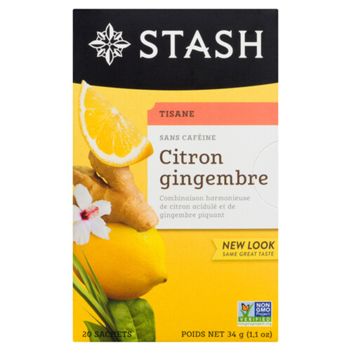 Stash Caffeine-Free Herbal Tea Lemon Ginger 20 Tea Bags