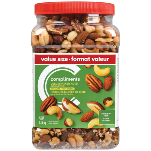 Compliments Deluxe Mixed Nuts 40% Cashews Unsalted 1.13 kg