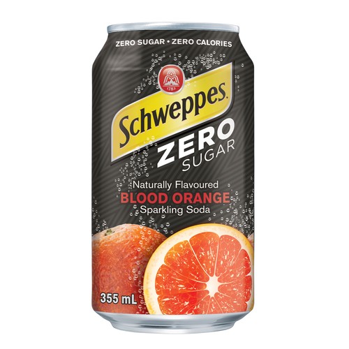 Schweppes Sparkling Soda Zero Sugar Blood Orange 12 x 355 ml (cans)