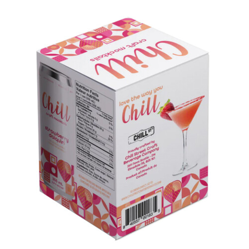 Chill Mocktail Drink Daiquiri Strawberry 4 X 355 ml (cans)