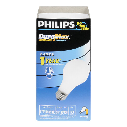 Philips DuraMax Light Bulbs Long Life 3-Way 1 EA