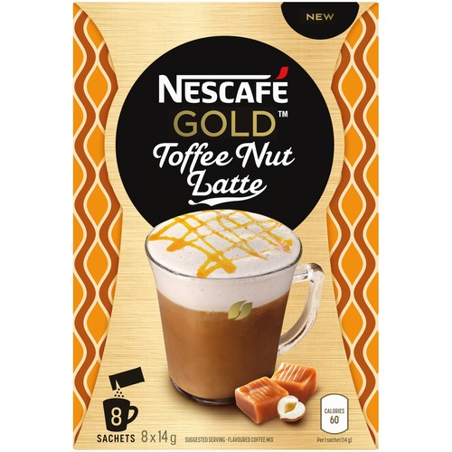 Nescafe Gold Instant Coffee Toffee Nut Latte 8 x 14 g