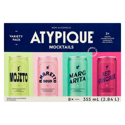 Atypique Non Alcoholic Cocktail Variety Pack 8 x 355 ml (cans)