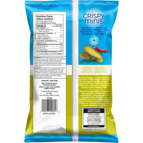 Quaker Crispy Minis Brown Rice Cakes Spicy Dill Pickle 90 g