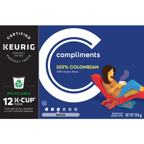 Compliments Coffee Pods Columbian Medium Roast 12 K-Cups 114 g