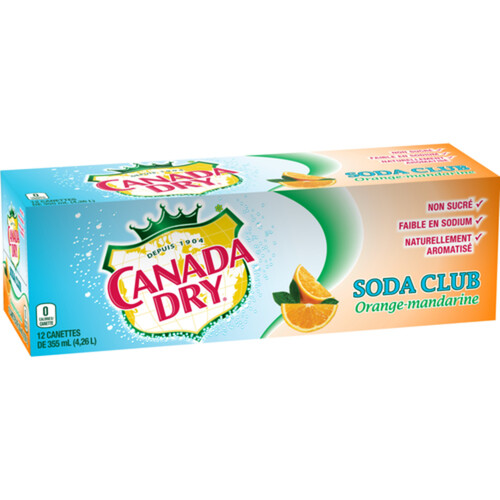 Canada Dry Soft Drink Club Soda Orange-Mandarin 12 x 355 ml (cans)