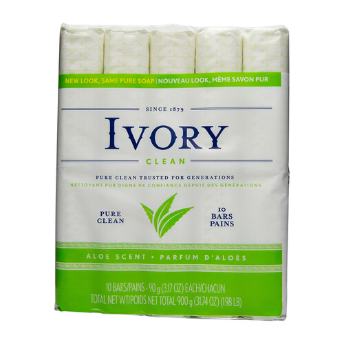 Ivory Bar Soap Aloe 10 x 90 g