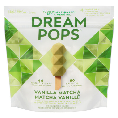 Dream Pops Non Dairy Frozen Pops Vanilla Matcha 4 Pack 168 ml