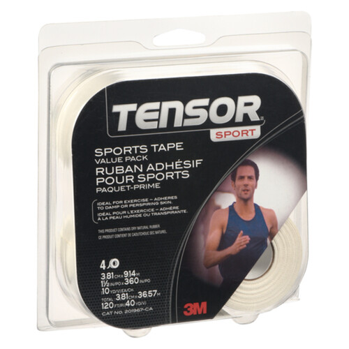 Tensor Sports Tape White 1-1/2 Inch x 360 Inch Value Pack 4 EA