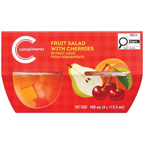 Compliments Fruit Salad In Juice With Cherries 4 x 112.5 ml