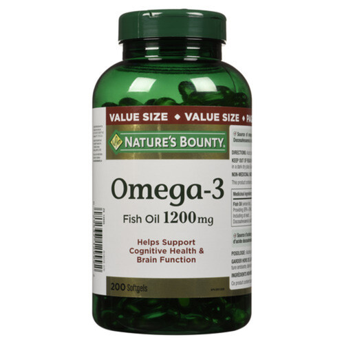 Nature's Bounty Omega-3 Fish Oil 1200 mg Softgels 200 Count