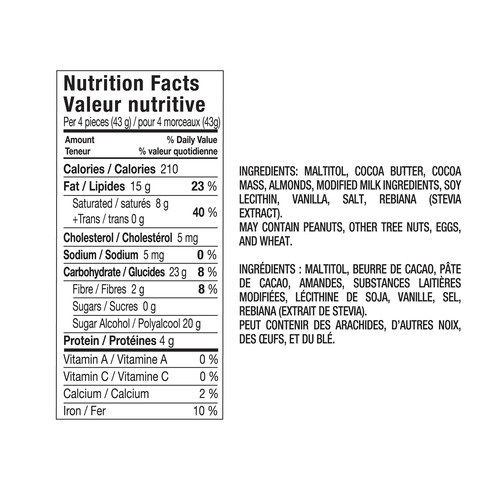 Russell Stover Milk Chocolate Bar Almond No Sugar Added 85 g