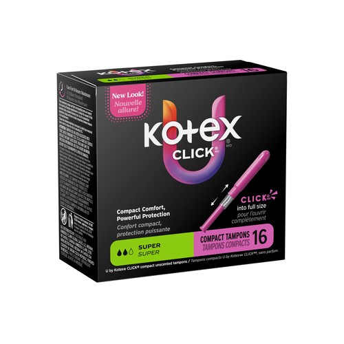 U by Kotex Click Compact Tampons Super Absorbency Unscented 16 Count
