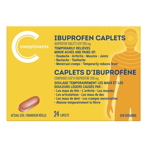 Compliments Ibuprofen 200 mg Caplets 24 Count
