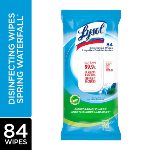 Lysol Disinfecting Wipes Spring Waterfall Flatpack 84 Count