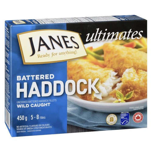 Janes Frozen Haddock Fillets Battered 450 g