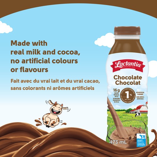 Lactantia 1% Milk Partly Skimmed Chocolate 473 ml (bottle)