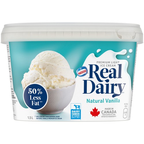 Nestlé Real Dairy Ice Cream 50% Less Fat Natural Vanilla 1.5 L