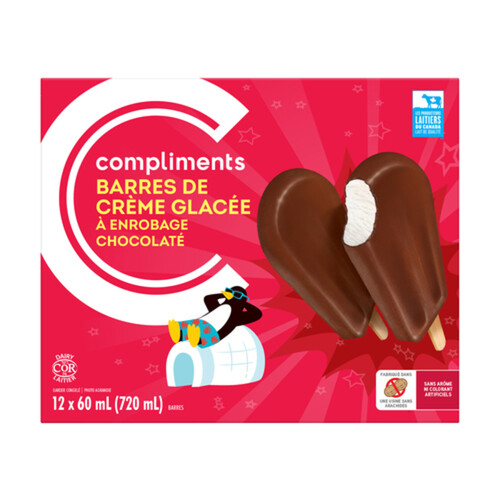 Compliments Ice Cream Bars Chocolate Coated 12 x 60 ml