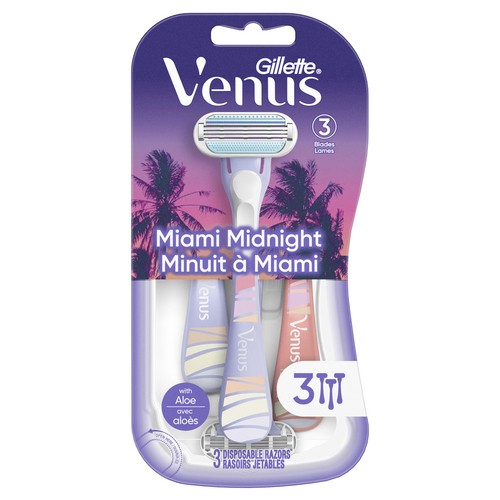 Venus Female Disposable Razor Miami Midnight 3 Pack