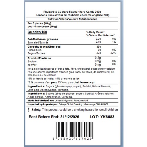 Sainsbury's Candy Rhubarb and Custard 200 g