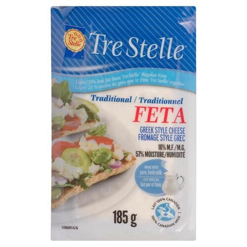 Tre Stelle Traditional Cheese Light Feta Wedge 185 g